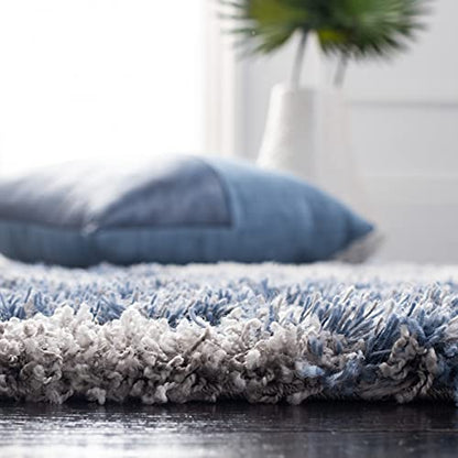 SAFAVIEH Horizon Shag Collection Area Rug - 9' x 12', Grey & Blue, Modern Abstract Design, Non-Shedding & Easy Care, 2-inch Thick Ideal for High Traffic Areas in Living Room, Bedroom (HZN890G)