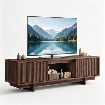55" Mid Century TV Stand for 65 TVs Fluted, Walnut, view 2