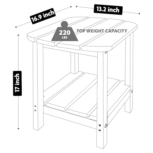 Double Adirondack Side Table, Outdoor Side Tables, End Tables for Patio, Backyard,Pool, Indoor Companion, Easy Maintenance & Weather Resistant(Turquoise)