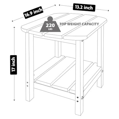 Double Adirondack Side Table, Outdoor Side Tables, End Tables for Patio, Backyard,Pool, Indoor Companion, Easy Maintenance & Weather Resistant(Turquoise)