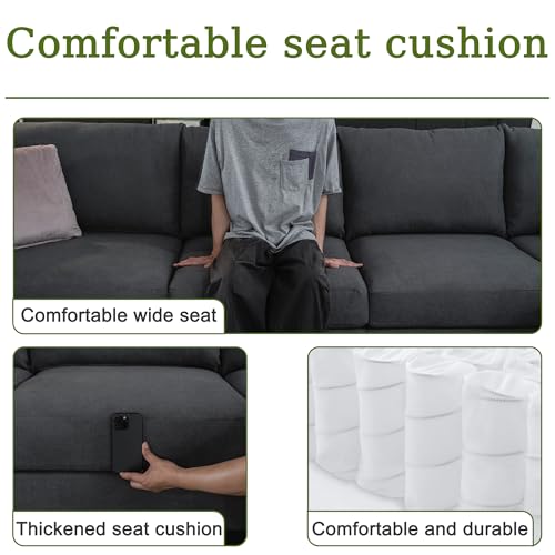 150.4" Large Sectional Couches for Living Room, 8 Seater L Shaped Modular Sectional Sofa with Two Storage Ottomans & USB, Oversized Corner Couch for Living Room (Grey)