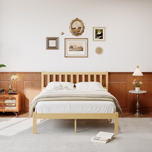 14 Inch Bamboo Wood Full Platform Bed Frame with Headboard, view 4
