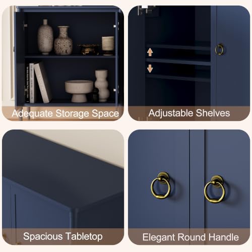 58" Sideboard Buffet Cabinet with Storage for Dining Room, Blue, view 7