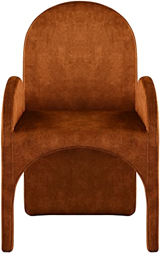 Meridian Furniture 803Cognac-AC Summer Collection Modern | Contemporary Velvet Upholstered Dining Arm Chair with Steel Frame, 22" W x 22.5" D x 35.5" H, Cognac, Set of 2