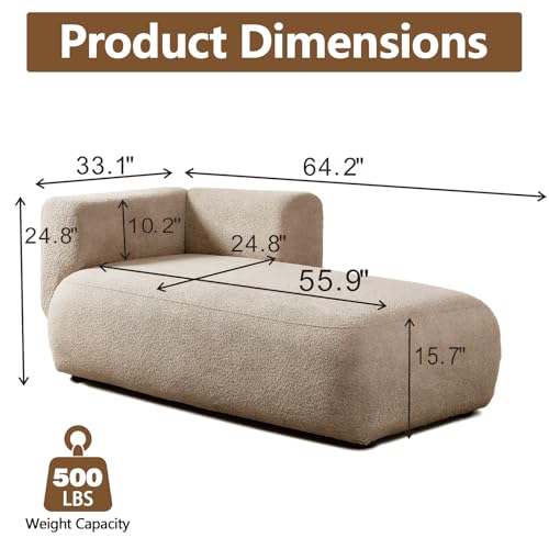Minimalist Pebble Chaise Lounge Chair for Bedroom with Wood Frame, view 3
