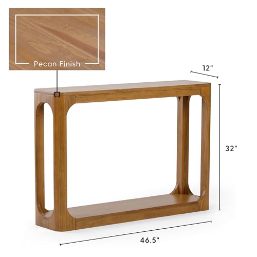 Forma Console Table, 46 Inch, Solid Wood Sofa Table, Entryway Table for Hallway, Narrow Behind The Couch Table, Console Tables for Entryway, Living Room, Foyer, Easy Assembly, Pecan