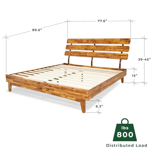 Caden 15 Inch Deluxe Bed Frame with Adjustable Headboard, Mid Century, view 3