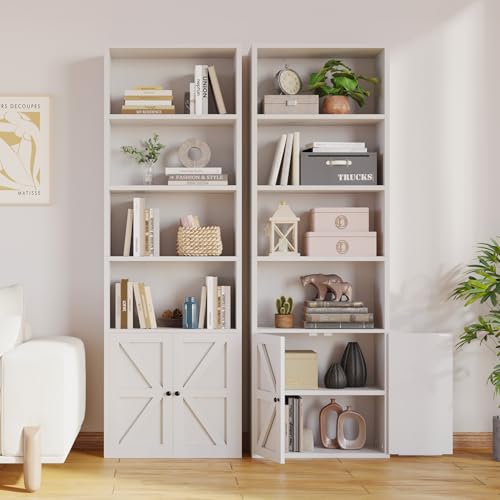71.5" Bookshelf Set of 2, 6-Tier Bookcase with Cabinet Doors, view 6