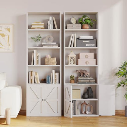 71.5" Bookshelf Set of 2, 6-Tier Bookcase with Cabinet Doors, view 6