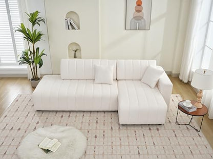 Plush L Shaped Tufted Corner Sofa with Decorative Pillows