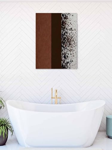 NuYeBiofx Farmhouse Retro Leather Texture Canvas Wall Art Prints,40"x28" Framed Picture Artwork Abstract Fur Texture Printed Canvas Oil Painting for Living Room Bedroom Office,Ready to Hang