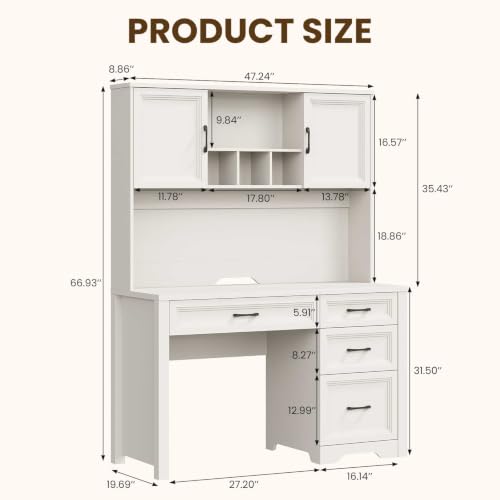 Farmhouse Desk with Hutch, Executive Desk with Storage Cabinet, view 3