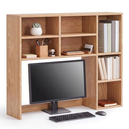 Natural Wood College Desktop Bookshelf Dorm Desk Hutch Organizer, view 2