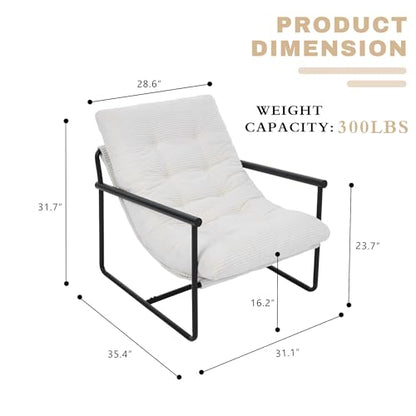 Modern Accent Chair for Living Room,Arm Chair with Metal Frame,Upholstered Armchair with Soft Cushion for Bedroom Lounge Reading Room (Beige)