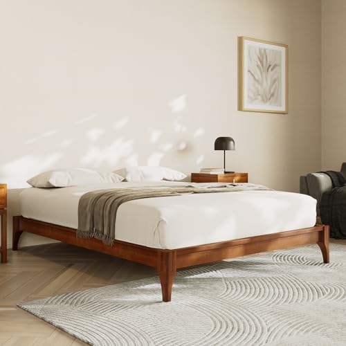 Modern Bamboo Japanese Joinery Queen Bed Frame, Tools Free, Brown, view 2
