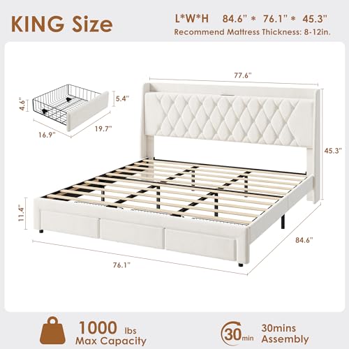 King Size Bed Frame with Storage, view 3