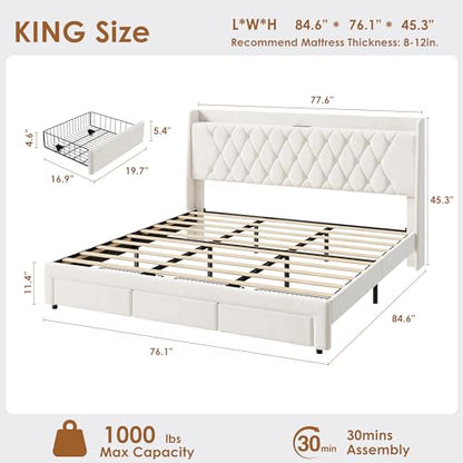 King Size Bed Frame with Storage, view 3