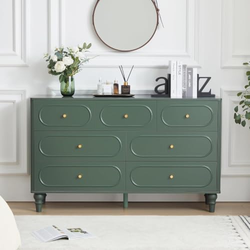 7 Drawer Fluted Dresser for Bedroom, Mid Century Modern Chest of Drawers, view 4