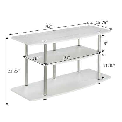 Designs2Go 3-Tier Wide TV Stand, White