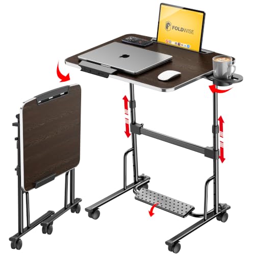Foldable Standing & Rolling Desk, Upgraded Portable Desk on Wheels, view 2