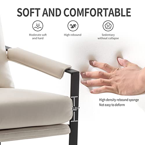 Modern Faux Leather Accent Chair, Upholstered Armchair with Metal Frame, Thick Seat Cushion and Oversized Back Pillow, Easy-Clean Lounge Chair for Living Room, Bedroom, Office and Reception