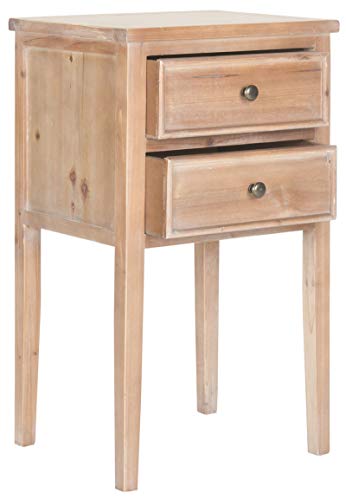SAFAVIEH Furniture - Toby 2-Drawer Accent Table - White Birch - Solid Wood - Modern Storage Design - Ideal for Living Room, Bedroom, Home Office, 16.9"W x 14.7"D x 29.9"H - Fully Assembled (AMH6625D)