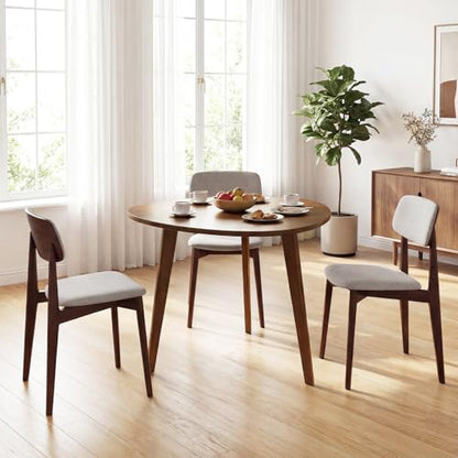 35.5" Dining Table for 2-3, Farmhouse Wooden Kitchen Table with Solid Rubber Wood Legs, Space-Saving Dinner Table for Dinette, Living Room, Dorm, Home Office, Walnut