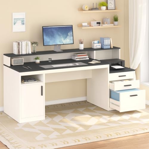 65" Computer Desk with 3 Drawers & Printer Shelf for Home Office, view 4