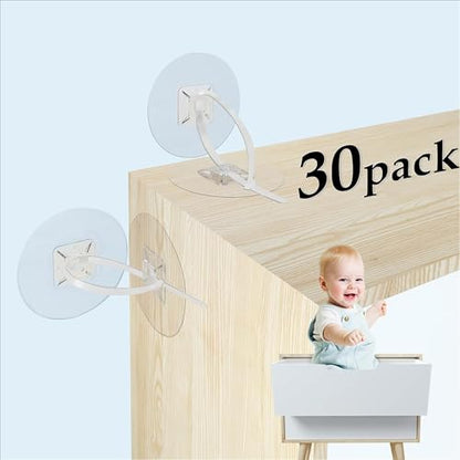 Furniture Anchors No Drill Upgraded Furniture Straps for Baby Proofing, Self-Adhesive Secure 168 Pound Furniture Prevent Falling Anti Tip Earthquake Straps for Child Safety (Clear)