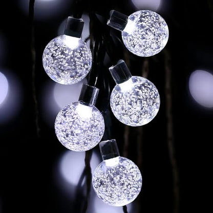 Solar String Lights Outdoor, 56ft 100 LED Globe String Light with 8 Mode, Waterproof Crystall Ball Lights Solar Patio Lights for Garden, Lawn, Patio, Gazebo, Yard, Outdoor Decor - Cool White
