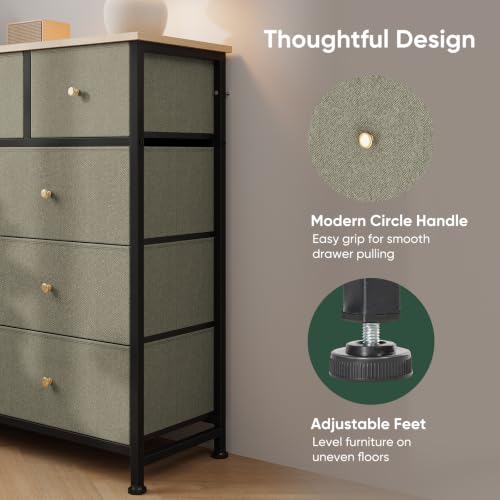 Fabric Dresser for Bedroom with 9 Drawers, Storage Tower, view 5