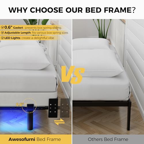 Queen Metal Bed Frame with LED Lighting, view 4