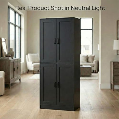 71" Tall Black Kitchen Hutch, view 4