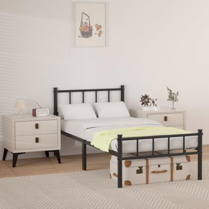Twin Bed Frame with Headboard,Steel Slat Support,Easy Assembly, view 4