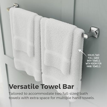 Vaneri Bath Towel Bar for Bathroom, 24-Inch, Wall-Mounted, Screw-in, Polished Chrome Finish, BTBVRI2C