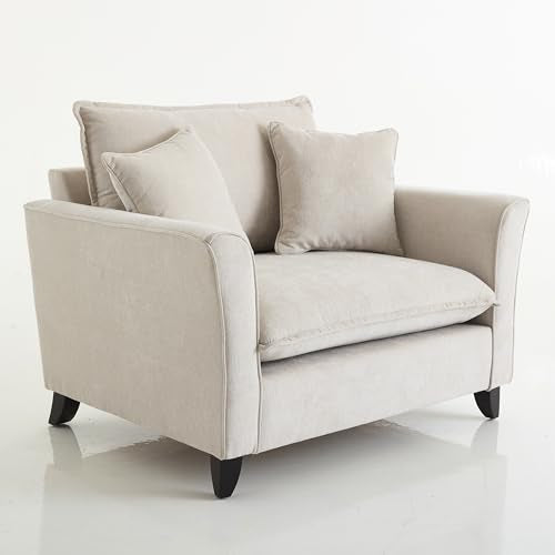 46.3" Chenille Accent Chair, Oversized Reading Armchair w/2 Pillows, Modern Corner Single Cloud Sofa Arm Chairs, Comfortable Living Room Deep Cushion Seating for Office & Apartment, White