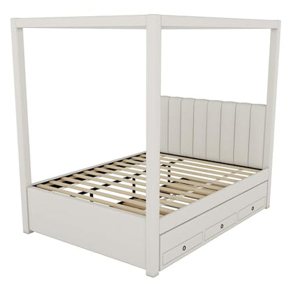 Full Size Upholstery Canopy Platform Bed Frame for Boys Girls Kids Adults, view 6