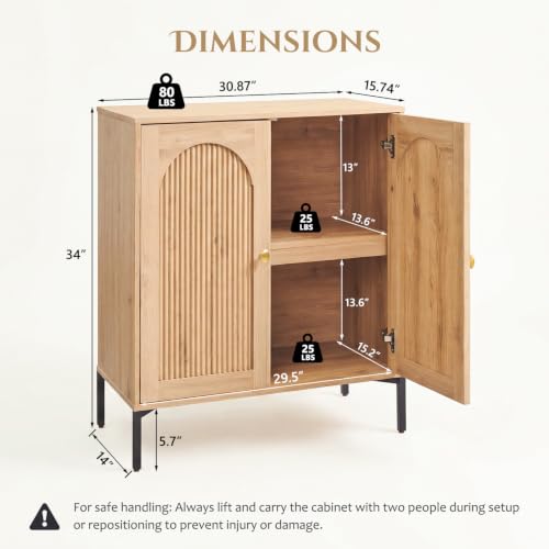 30.88" W Mid Century Modern TV Stands for Living Room, Natural Oak, view 4
