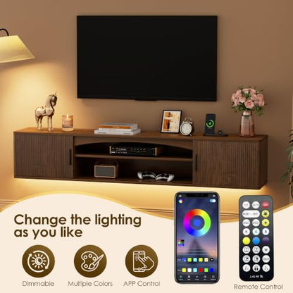 Floating TV Stand Entertainment Center - 63 Inch Floating TV Console Shelf, view 5