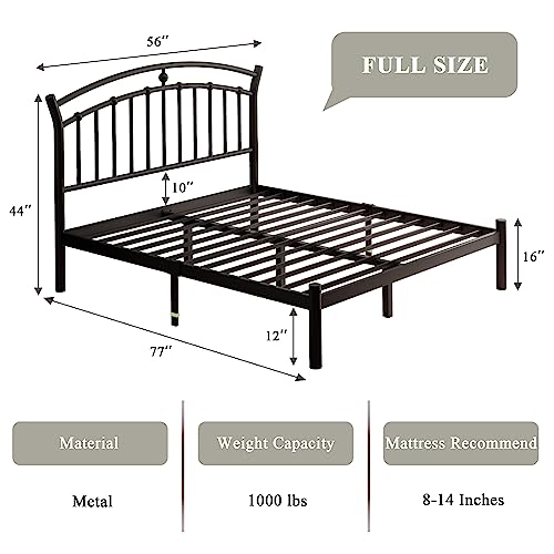 Full Black Bed Frame, Heavy-Duty Metal Bed Frame with 13 Hardened Steel Slats, view 3