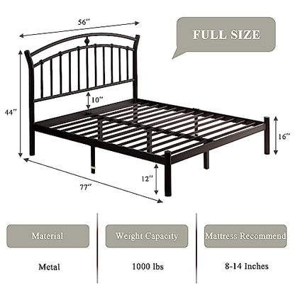 Full Black Bed Frame, Heavy-Duty Metal Bed Frame with 13 Hardened Steel Slats, view 3