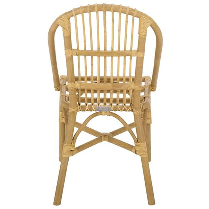 SAFAVIEH Furniture - Oksana Woven Accent Chair - Natural Rattan - Fully Assembled - Ideal for Living Room, Bedroom, Dining Space, 17.7" Seat Height (ACH9904A)
