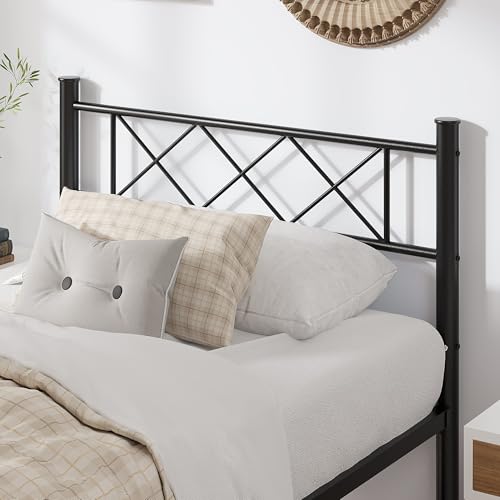 Twin Size Bed Frame with Headboard, Heavy Duty Bedframe with Strong Metal Slats, view 6