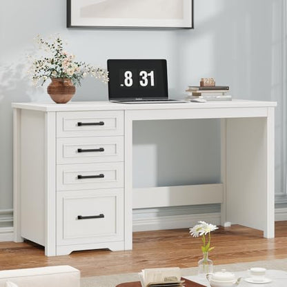 Farmhouse 49” Executive Desk with File Drawer, Cream White, view 2
