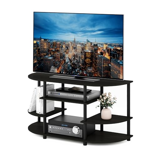 JAYA Simple Design Corner TV Stand, Espresso/Black