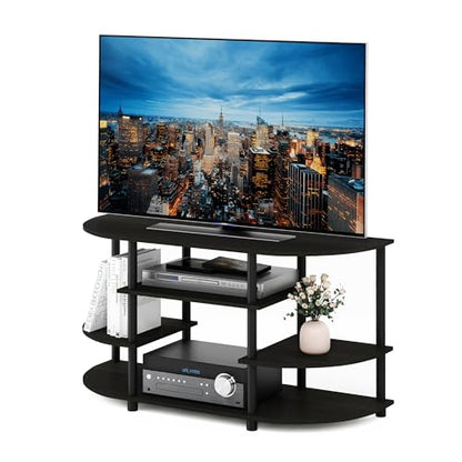 JAYA Simple Design Corner TV Stand, Espresso/Black