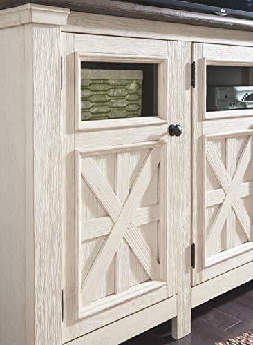Signature Design by Ashley TV Stand, 74" Farmhouse, White/Weathered Gray, view 4
