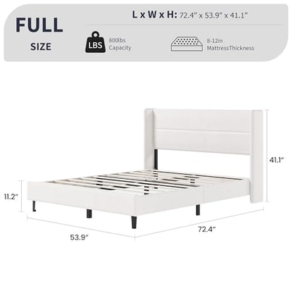Velvet Wingback Bed Frame in White, view 3