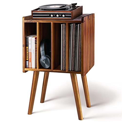 Wooden LP Record Player Stand with 4 Cabinets, Holds up to 100 Vinyls, view 2