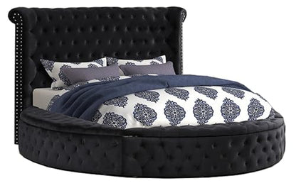 Velvet Tufted Platform Storage Bed, Circle Bed with Button Tufting, view 2